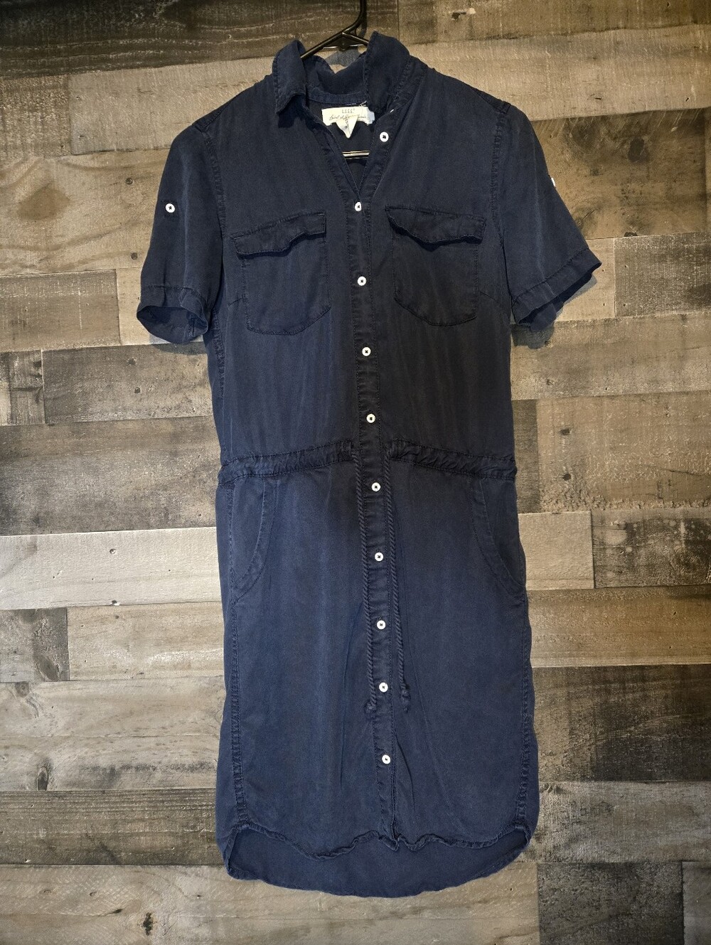 Women’s Navy Button-Front Shirt Dress - Picture 7 of 8